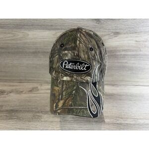 Dri Duck Peterbilt Hat Cap Strapback Camo Flame Embroidered Trucker Mens